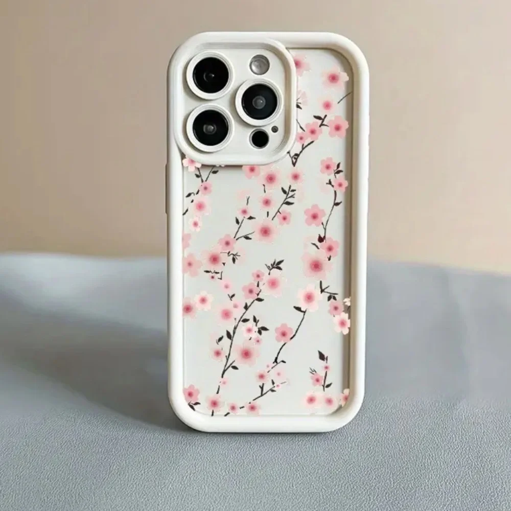 Cream and pink floral Japanese Cherry blossom iPhone 14 Pro Max Case